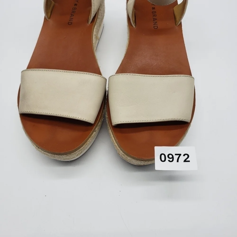 Lucky Brand women US 7.5 JENEKA ankle strap white platform espadrille sandals